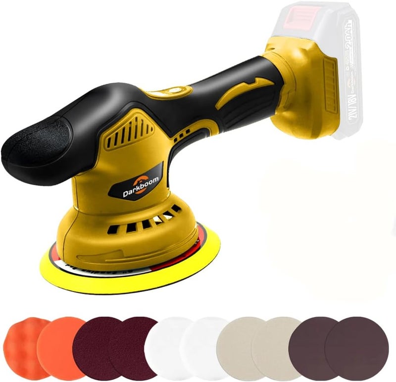 Darkboom Cordless Buffer Polisher 6 inch with 8 discs for polishing, fits Dewalts 20V battery and 6 variable speed from 2200RPM to 5500RPM cordless sander, for Car Detailing/Polishing - Image 1